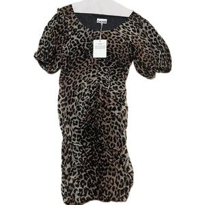 Ganni Leopard Seedpearl Patterned Dress